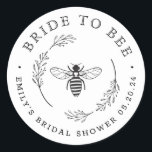 Rustic Botanical Wreath Bride to Bee Honey Favour Classic Round Sticker<br><div class="desc">Custom-designed honey favour stickers/labels for bridal shower featuring modern rustic botanical wreath and honey bee design.</div>