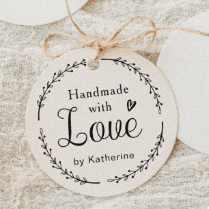 Rustic Botanical Wreath Handmade with Love Rubber Stamp