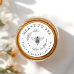 Rustic Botanical Wreath Meant to Bee Wedding Favou Classic Round Sticker<br><div class="desc">Custom-designed honey wedding favour stickers/labels featuring modern rustic botanical wreath and honey bee design.</div>