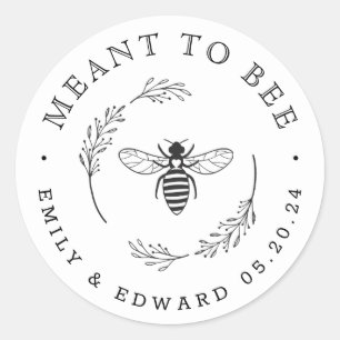 Rustic Botanical Wreath Meant to Bee Wedding Favou Classic Round Sticker