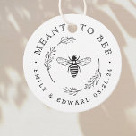 Rustic Botanical Wreath Meant to Bee Wedding Round Favour Tags<br><div class="desc">Custom-designed honey wedding favour tags featuring modern rustic botanical wreath and honey bee design.</div>