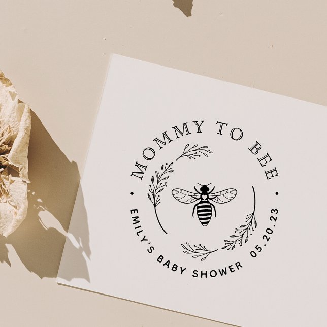 Rustic Botanical Wreath Mummy to Bee Baby Shower Rubber Stamp (Creator Uploaded)