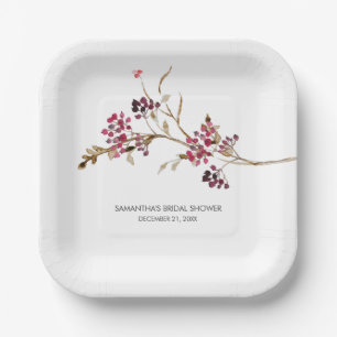 Rustic Botanicals Bridal Shower Paper Plates 