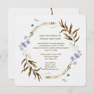 Rustic Botanicals Wreath Reception Only Invitation