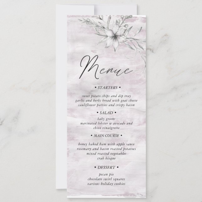 rustic botanics Wedding Dinner Menu Invitation (Front)