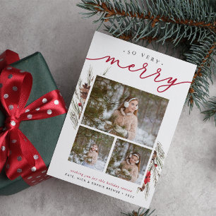 Rustic Bough Holiday Photo Collage Card