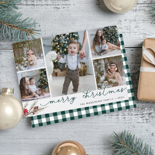 Rustic Bough   Holiday Photo Collage Card