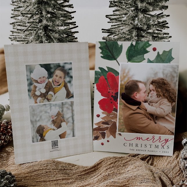 Rustic Bough | Watercolor Christmas Photo Holiday Card (Creator Uploaded)