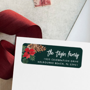 Rustic Bough   Watercolor Christmas Return Address Label