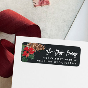 Rustic Bough Watercolor Christmas Return Address Label