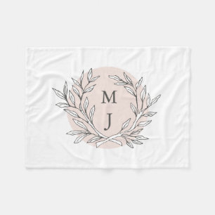 Rustic Bough Wreath Monogrammed Blanket