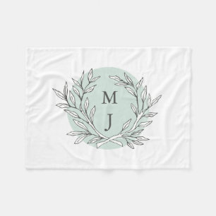 Rustic Bough Wreath Monogrammed Blanket