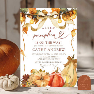 Rustic Bow Coquette pumpkin baby shower invitation
