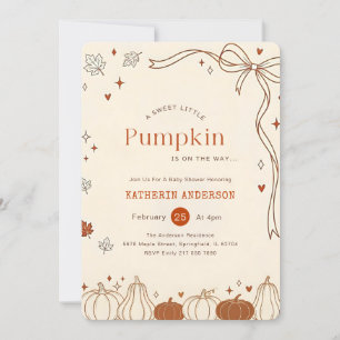 Rustic Bow Fall Little Pumpkin Baby Shower Invitation