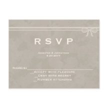 Rustic bow wedding RSVP cards