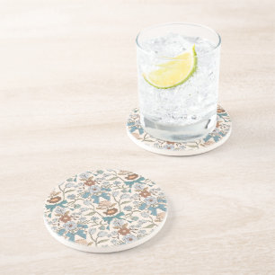Rustic Bows and Blossoms Blue Coaster