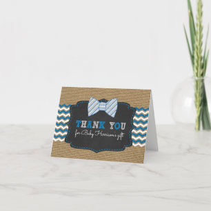 Rustic Bowtie baby shower thank you with poem Card