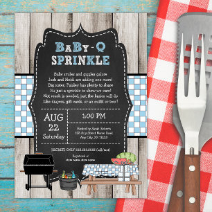 Rustic Boy Baby Q Sprinkle, BBQ baby shower Invitation