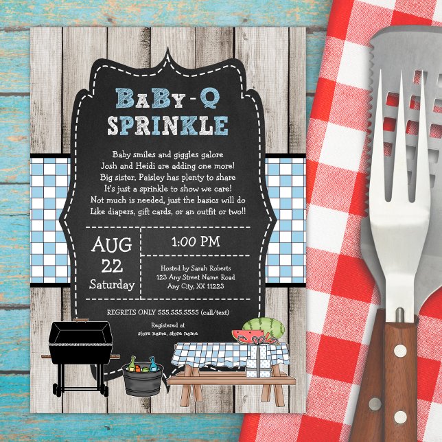Rustic Boy Baby Q Sprinkle, BBQ baby shower Invitation (Creator Uploaded)
