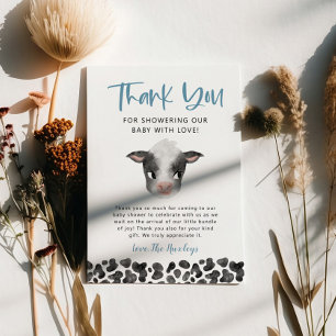 Rustic Boy Cow Baby Shower Thank You Card