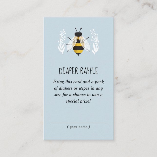 Rustic Boy Mama to Bee Baby Shower Diaper Raffle Enclosure Card (Front)