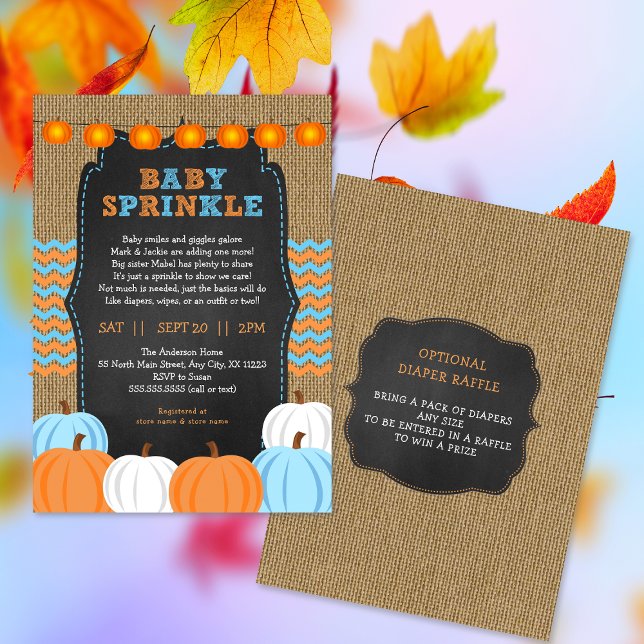 Rustic Boy Pumpkin baby sprinkle invitation (Creator Uploaded)