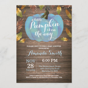 Rustic Boy Pumpkin Fall Baby Shower Invitation