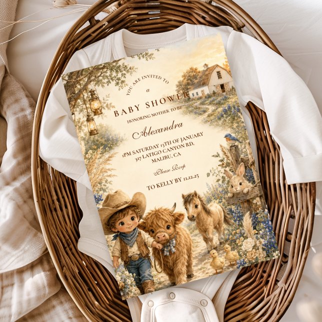 Rustic Boy Western Boho Baby Shower Invitation (Creator Uploaded)