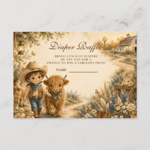 Rustic Boy Western Boho Diaper Raffle Enclosure Card