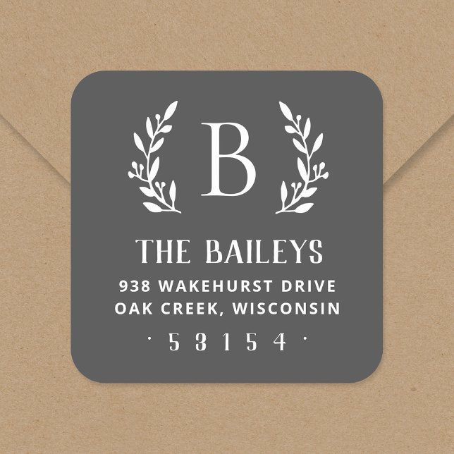 Rustic Branch Family Monogram Return Address Label (Creator Uploaded)