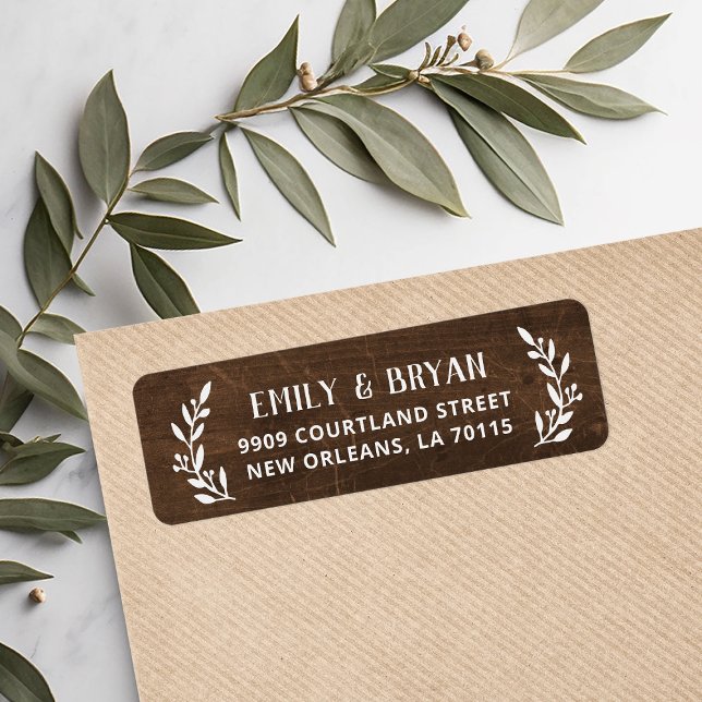 Rustic Branch Faux Wood Wedding Return Address Label (Creator Uploaded)