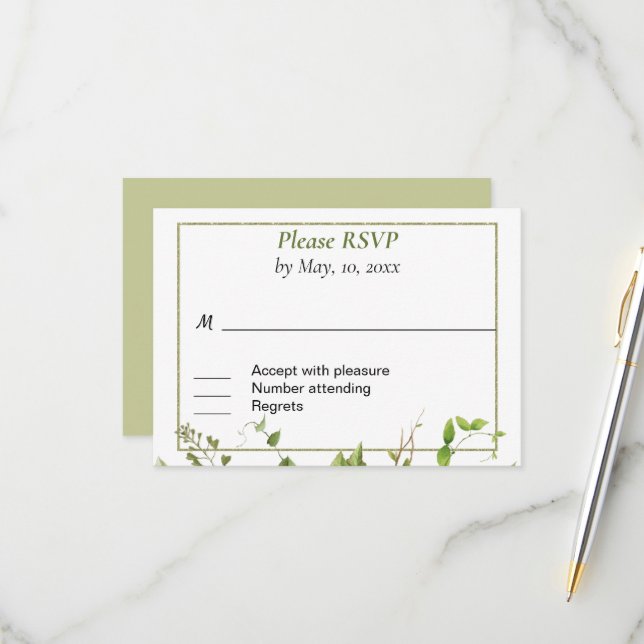 Rustic Branch Greenery Response Card (Front/Back In Situ)
