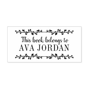 Rustic Branch Kids Bookplate Label Self-inking Stamp