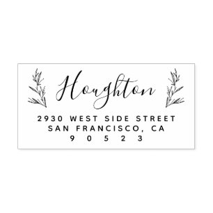 Rustic Branches Hand Scripted Return Address Rubber Stamp