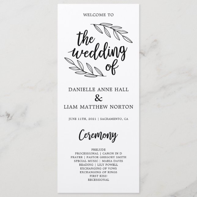 Rustic Branches Wedding Ceremony Program (Front)