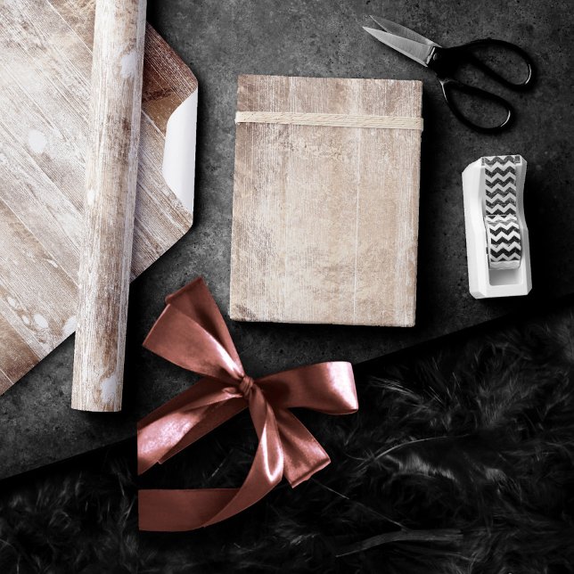 Rustic Branding | Copper Wood Grain on White Wrapping Paper (Creator Uploaded)