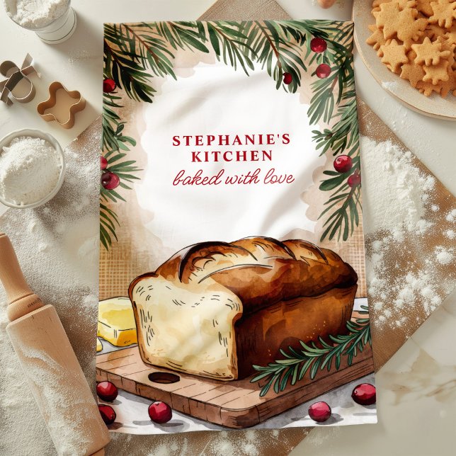 Rustic Bread Loaf Personalised Christmas Tea Towel (Creator Uploaded)