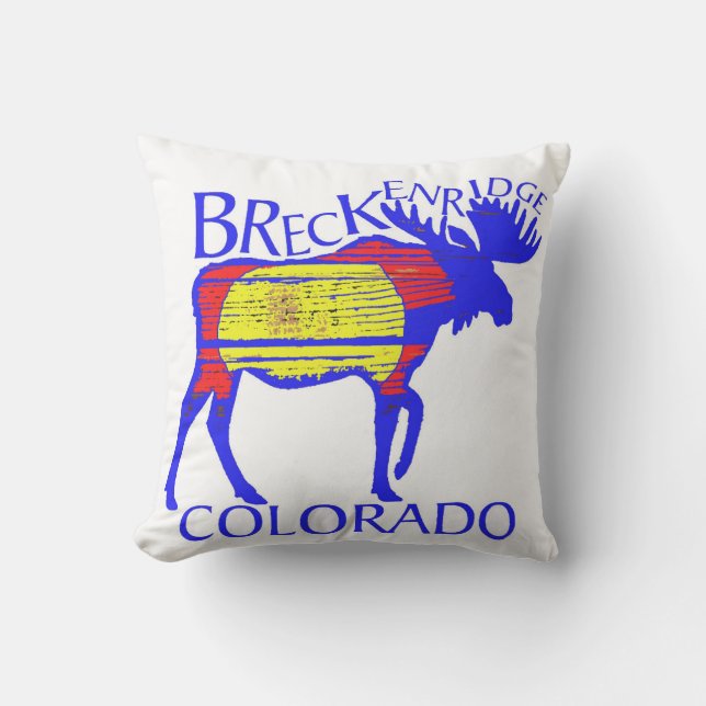 Rustic Breckenridge Colorado flag moose pillow (Front)