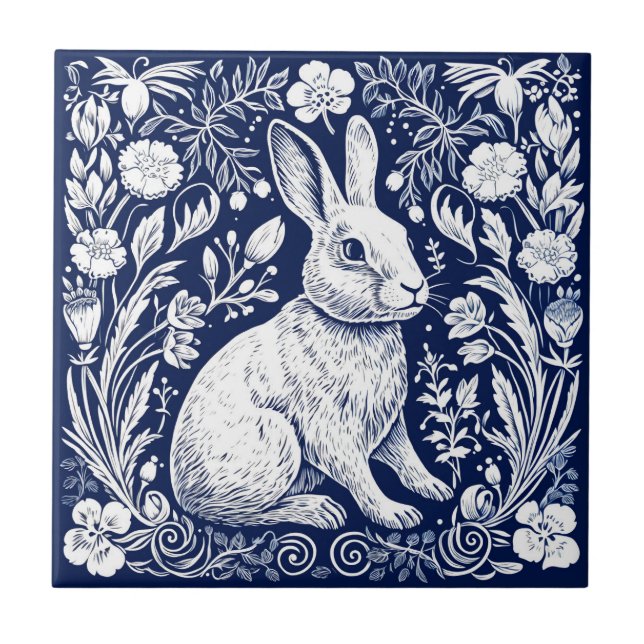 Rustic Briar Rabbit Ceramic Ceramic Tile (Front)
