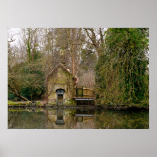 Rustic Brick Boathouse River Poster
