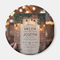 Rustic Brick Wall String Lights Greenery Wedding I