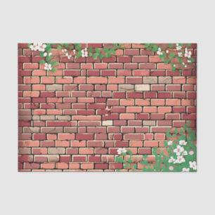 Rustic Brick With Floral Tissue Paper