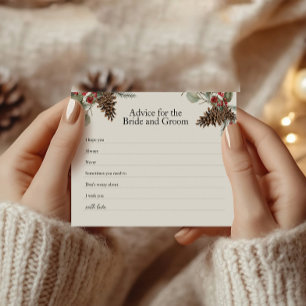 Rustic Bridal Advice Card Plaid & Pinecones