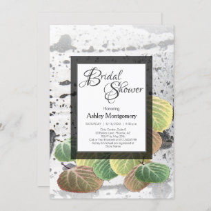 Rustic Bridal Shower Aspen Bark and Leaves Invitation
