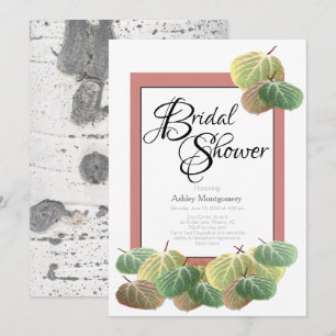 Rustic Bridal Shower Aspen Bark Leaves Invitation