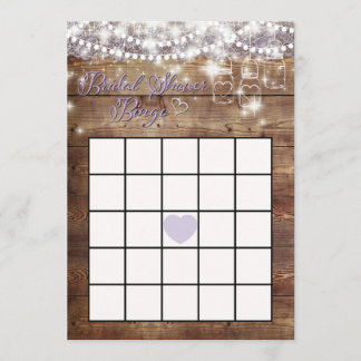 Rustic Bridal Shower Bingo Game Lavender Invitation