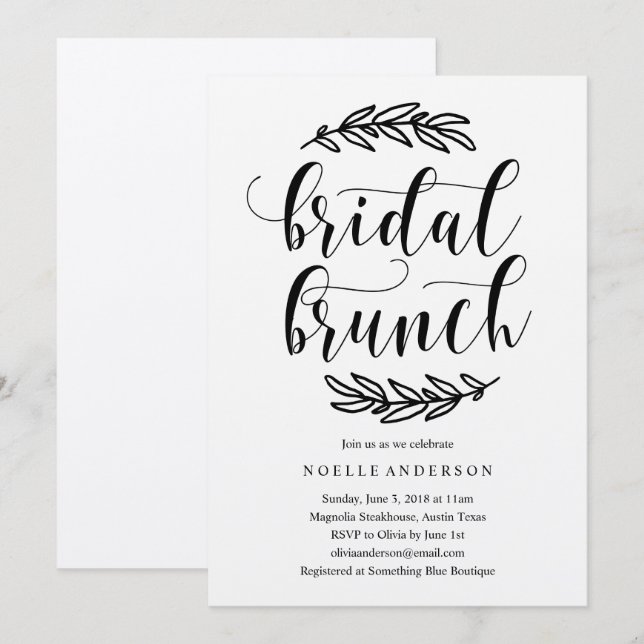 Rustic Bridal Shower Brunch Invitation (Front/Back)