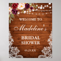 Rustic Bridal Shower Burgundy Floral Lace