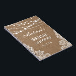 Rustic Bridal Shower Burlap Lights Lace Gift List Notebook<br><div class="desc">Rustic Bridal Shower Burlap Lights Lace Gift List Notebook</div>