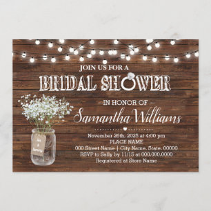 Rustic bridal shower country chic wedding invitation